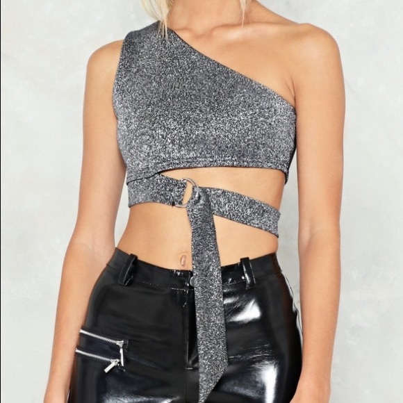 Nasty Gal Metallic Crop Top - Picture 1 of 3